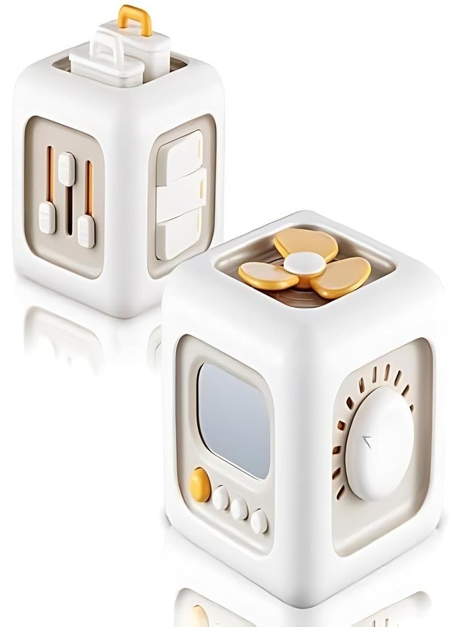 Zomify Life Skill Builder Cube - Montessori Toys for 1-3 Year Olds - Baby Sensory Travel Toys - Birthday Gifts for Learning & Motor Skills, White - Image 1